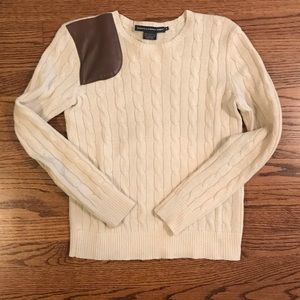 Ralph Lauren ivory wool cable knit sweater